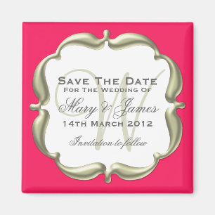 Wedding Save the Date elegantes Goldheißes Rosa Magnet