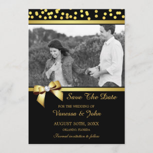 Wedding Save the Date Foto-Goldconfetti-Schwarzes