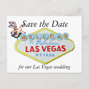 Wedding Save the Date Las Vegas Zeichen und Ankündigungspostkarte