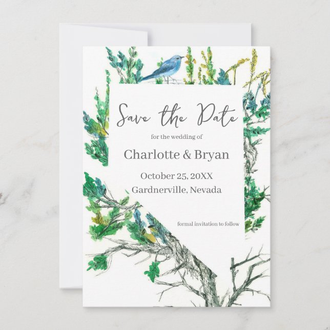Wedding Save the Date Nevada Bluebird Sagebrush  (Vorderseite)