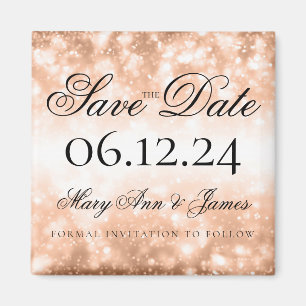 Wedding Save the Date Rosen-Goldschimmer-Lichter Magnet