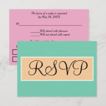 Wedding Seafoam Green Pink RSVP