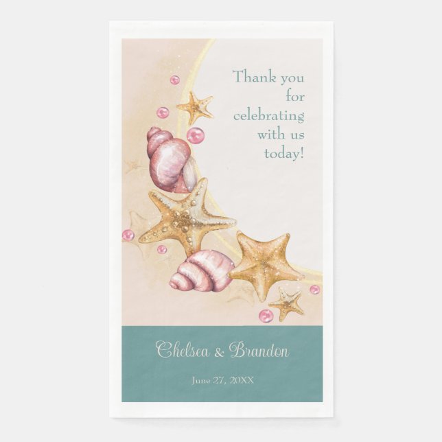 Wedding Seashell Paper Handtuch Serviette (Vorderseite)