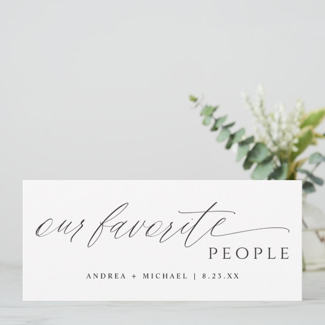 Wedding Seating Chart Our Favorite People Card (Stehend Vorderseite)