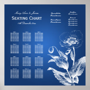 Wedding Seating Chart Poppy Blue Poster