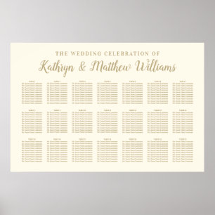 Wedding Seating Chart Poster Gold Celebration