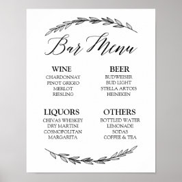 Wedding Sign - Bar Menu Laurel Wedding Sign Poster
