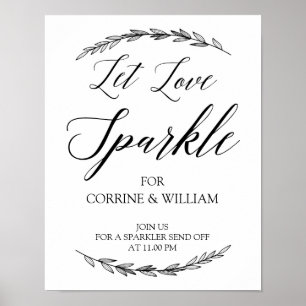 Wedding Sign - Gelassen Liebe Sparkle Laurel Weddi Poster