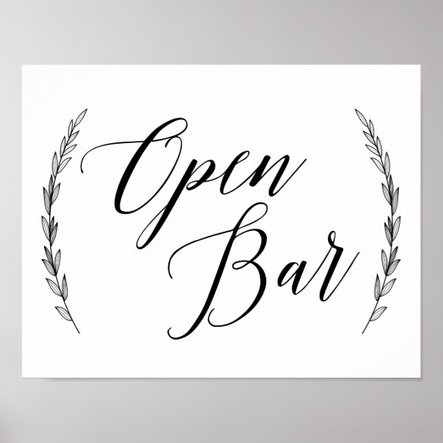 Wedding Sign - Open Bar Laurel Wedding Sign Poster (Vorne)