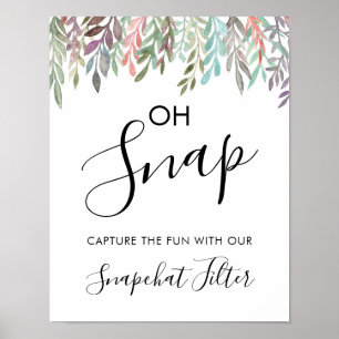 Wedding Sign – Snapchat Watercolor Greenery Sign Poster