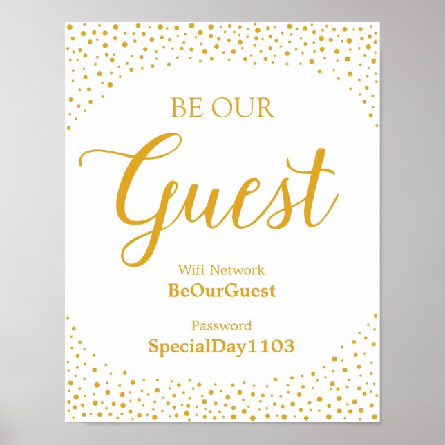 Wedding Sign - WiFi Password Confetti Wedding Sign Poster (Vorne)