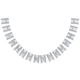 ☆ WEDDING Silver Glitzer Look Wimpelkette