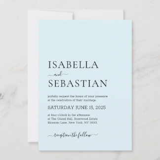 Wedding Simple Modern Light Cyan Einladung