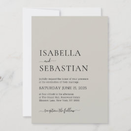 Wedding Simple Modern Light Gray Einladung
