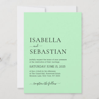 Wedding Simple Modern Pale Green Einladung
