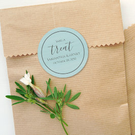 Wedding Simple Turquoise Calligraphy Script-Lecker Runder Aufkleber