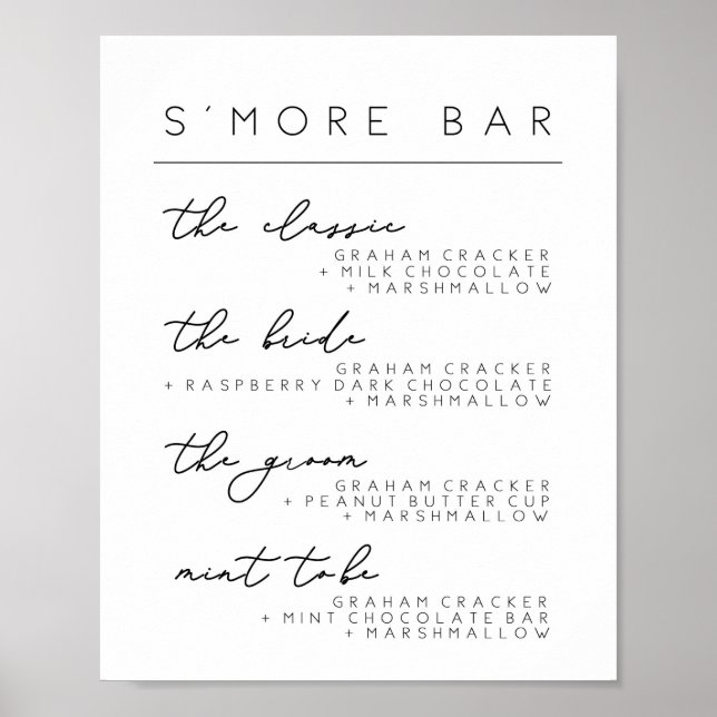 Wedding S'more Bar Menu Sign, mehr Rezept Poster (Vorne)