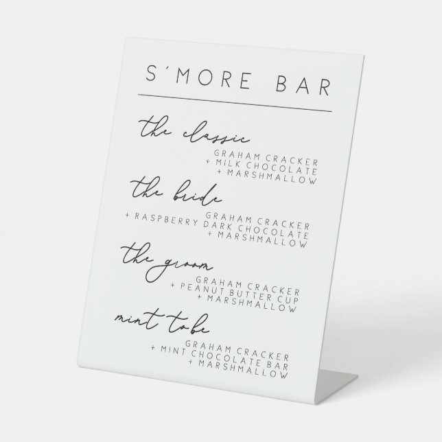 Wedding S'more Bar Menu Sign, mehr Rezept Poster Sockelschild (Vorderseite)
