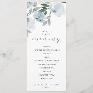 Wedding Soft Romantic Watercolor Dusty Blue Gray Programm