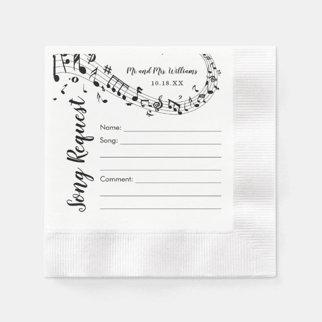Wedding Song Request Cocktail Napkins Serviette (Vorderseite)