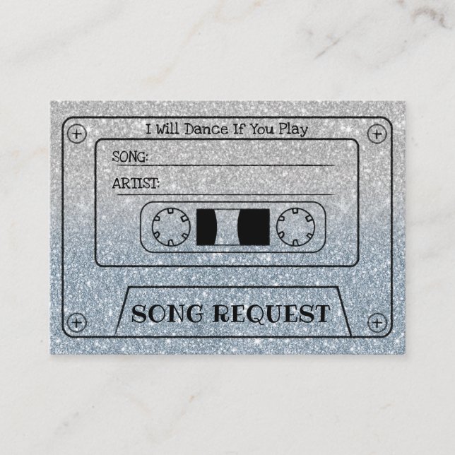 Wedding Song Request Dusty Blue Glitzer Insert (Vorderseite)