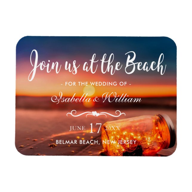 Wedding Sonnenuntergang-Strand-Maurer-Glas Save Magnet (Horizontal)