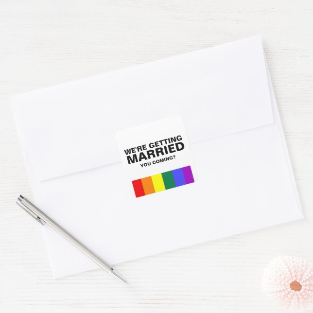 Wedding Sounds Gay Fun Rainbow Pride Quadratischer Aufkleber (Umschlag)