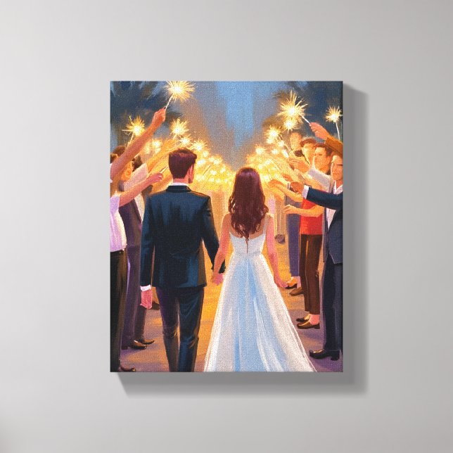 Wedding Sparklers | Marriage Celebration Painted Leinwanddruck (Vorderseite)