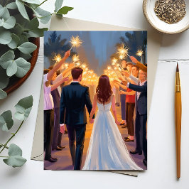 Wedding Sparklers | Marriage Celebration Painted Postkarte