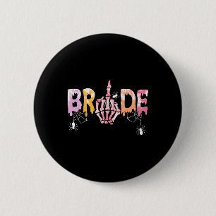 Wedding Spooky Halloween Skeleton Bride Just Marri Button
