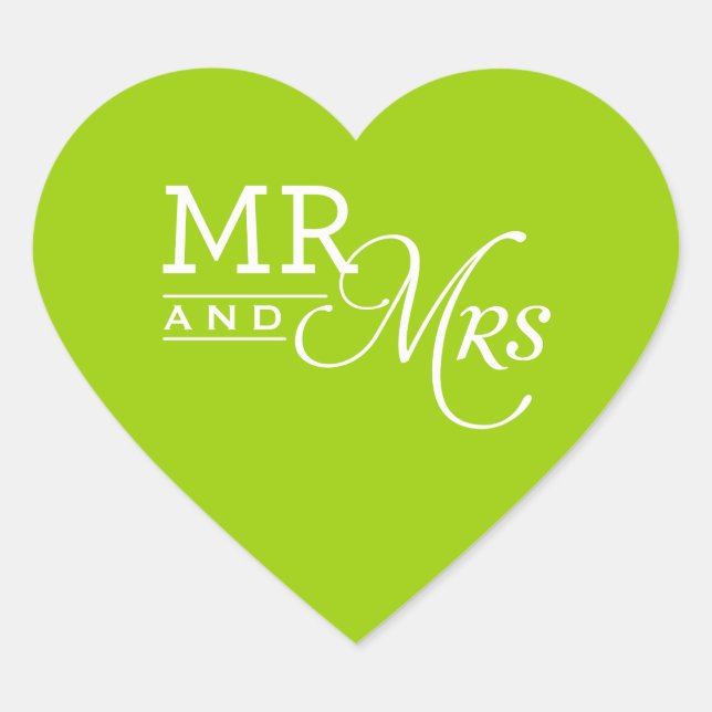 WEDDING STICKER mr & mrs moderne Typografie Limon (Vorderseite)