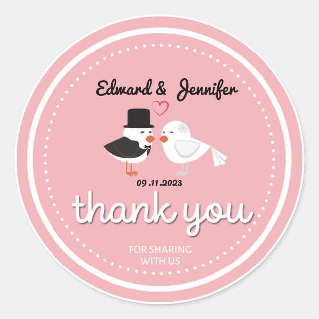 Wedding Sticker Thank You for joining us (Vorderseite)