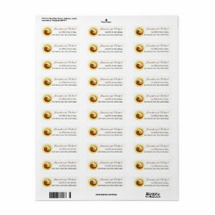WEDDING STICKERS-ETIKETTEN. Gold YinYang taubt.