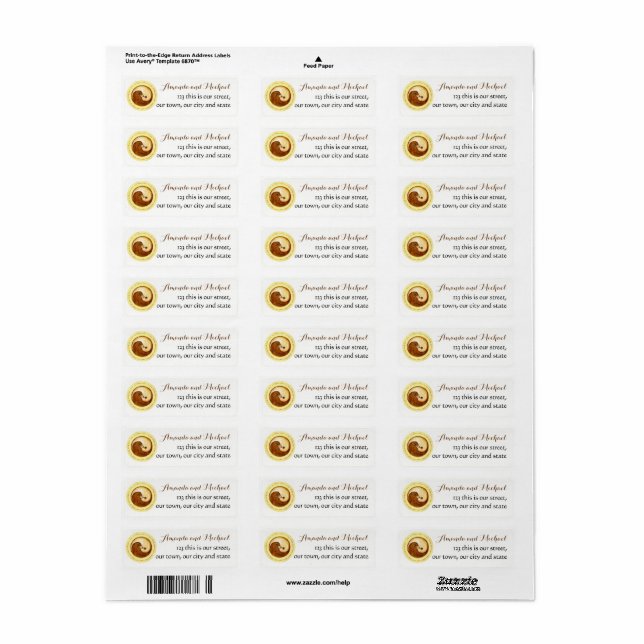 WEDDING STICKERS-ETIKETTEN. Gold YinYang taubt. (Vorne)