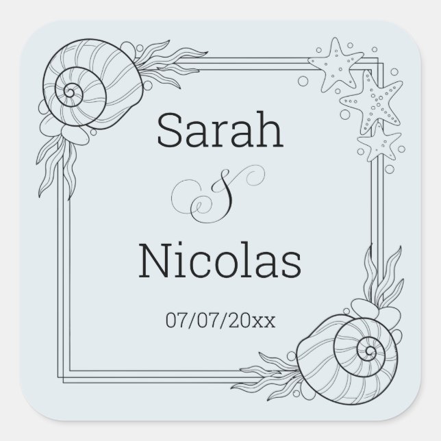 Wedding stickers personalized beachy (Vorderseite)