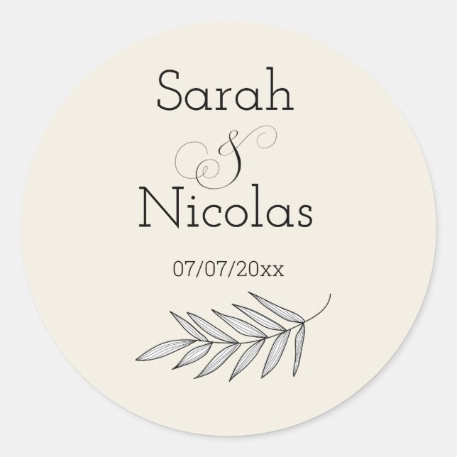 Wedding stickers personalized minimalist (Vorderseite)