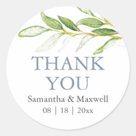 Wedding Stickers Thank You Simple Greenery