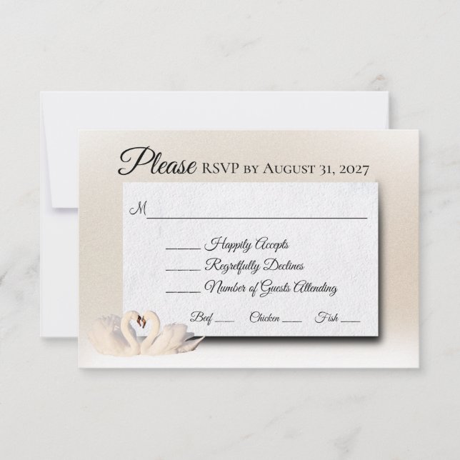 Wedding Swans Collection RSVP Karte (Vorderseite)