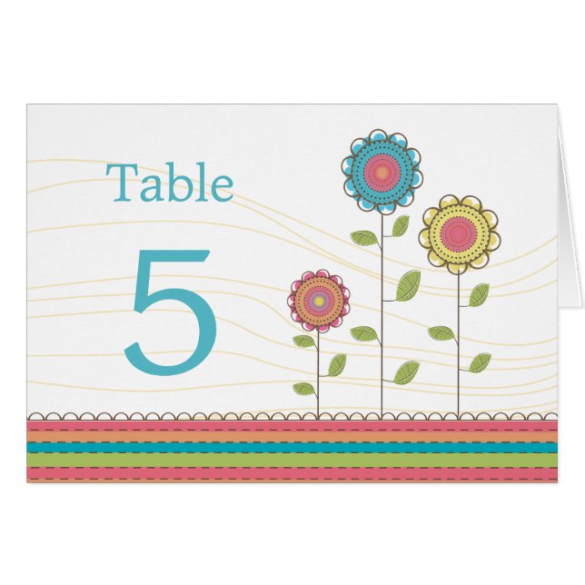 Wedding Tabellen-Platzkarte-hohe Regenbogen-Blumen (Vorderseite (Horizontal))