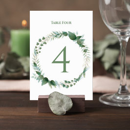 Wedding Table Number Card with Botanical Wreath Tischnummer