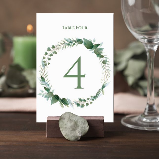 Wedding Table Number Card with Botanical Wreath Tischnummer (Von Creator hochgeladen)