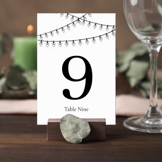 Wedding Table Number Card with String Lights Tischnummer (Von Creator hochgeladen)
