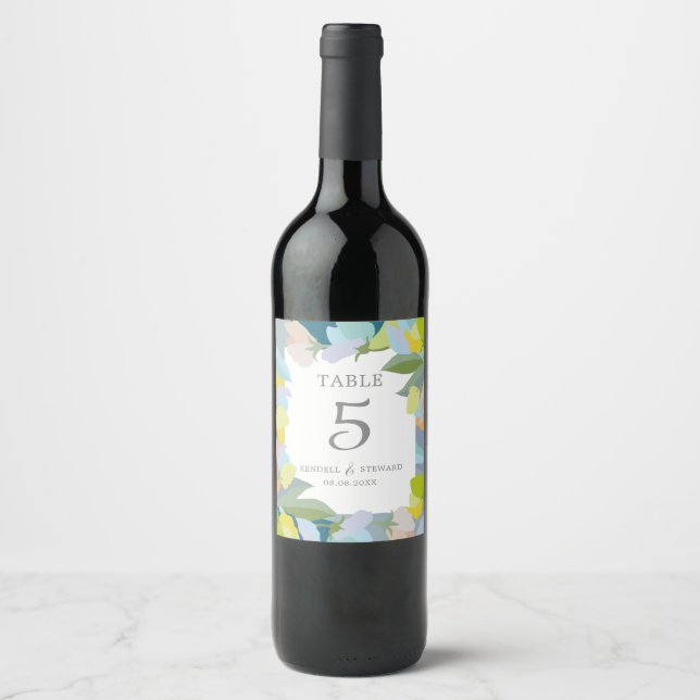 Wedding Table Number Wine Label Weinetikett (Vorderseite)