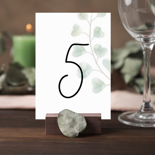 Wedding Table Number with Eucalyptus Leaves Tischnummer (Von Creator hochgeladen)