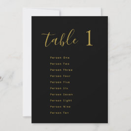 Wedding Table Seating Chart Cards | Gold on Black Einladung