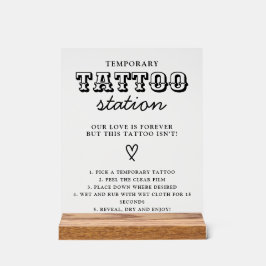 Wedding Temporary Tattoo Station Bar Instruction  Acrylschild