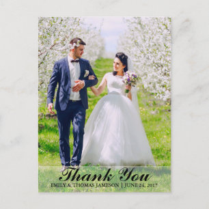 Wedding Thank You Bride & Groom Photo Postcard B L Postkarte