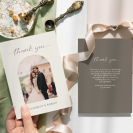 Wedding Thank you Minimal Modern Photo Taupe Dankeskarte