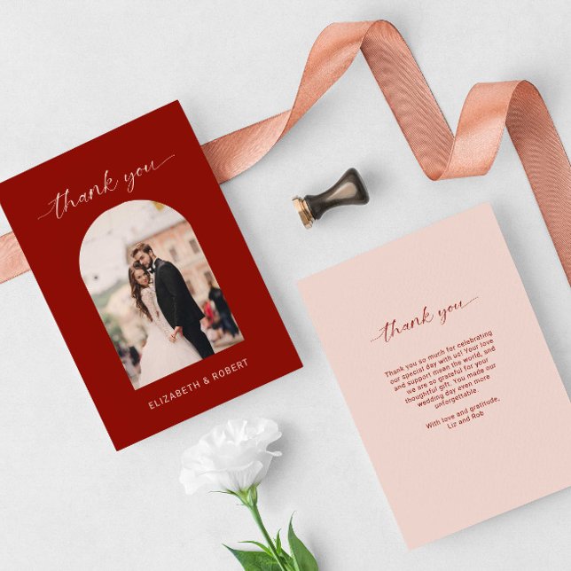 Wedding Thank You Photo Arch Terracotta Minimal Dankeskarte (Von Creator hochgeladen)