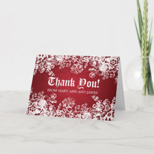 Wedding "Thank you" Victorian Flourish Red Dankeskarte